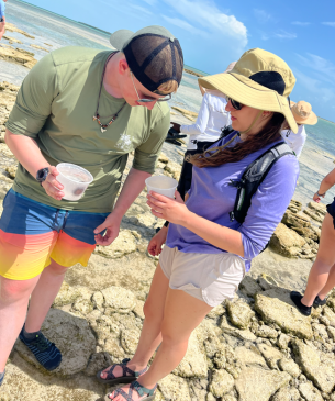 students on beach