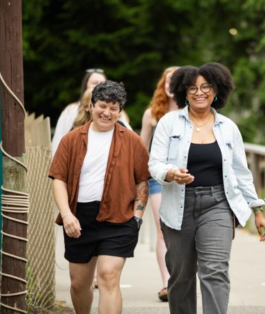 women walking in zoo