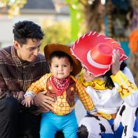 Family in halloween costumes