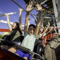 kids on roller coaster at the columbus zoo