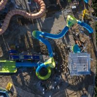 aerial view of water attraction under construction