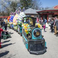 zoo train with easter characters on it