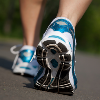 person walking on paved path