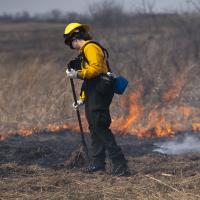 fire control staff at a prescribed prairie burn