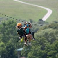 Ziplining over trees and fields