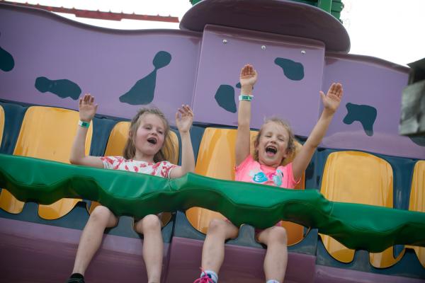 kids on frog hopper ride