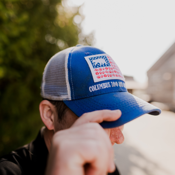 man in blue hat