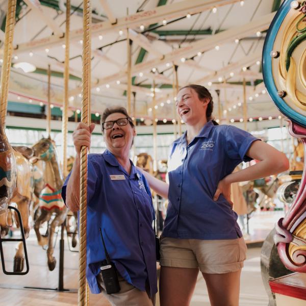 zoo staff on carousel