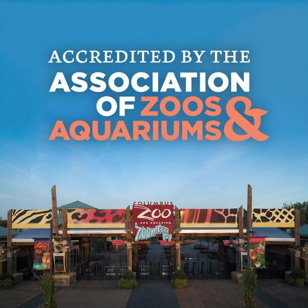 Columbus Zoo entrance with AZA accreditation logo