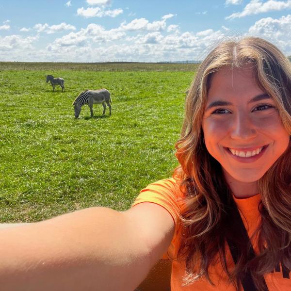 colby selfie with zebra