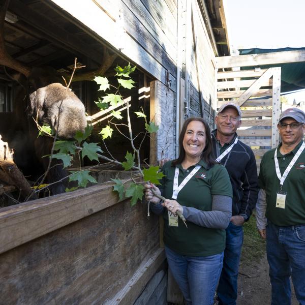 AEP Ohio team with moose at the Columbus Zoo