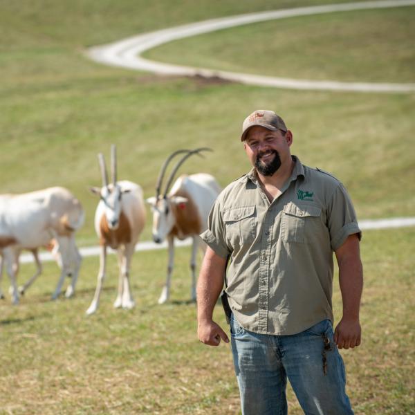 man in pasture