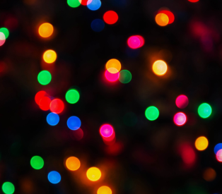 holiday lights in background
